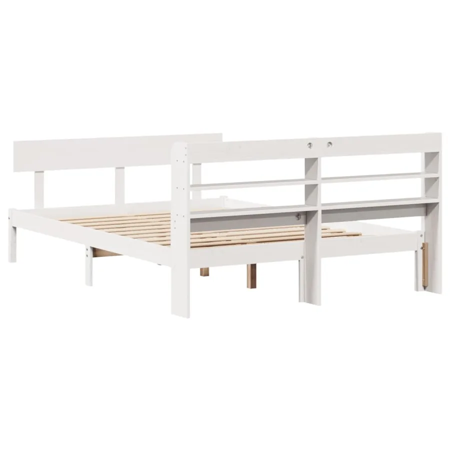 Cadre de lit sans matelas blanc 140x200 cm bois de pin massif - 6
