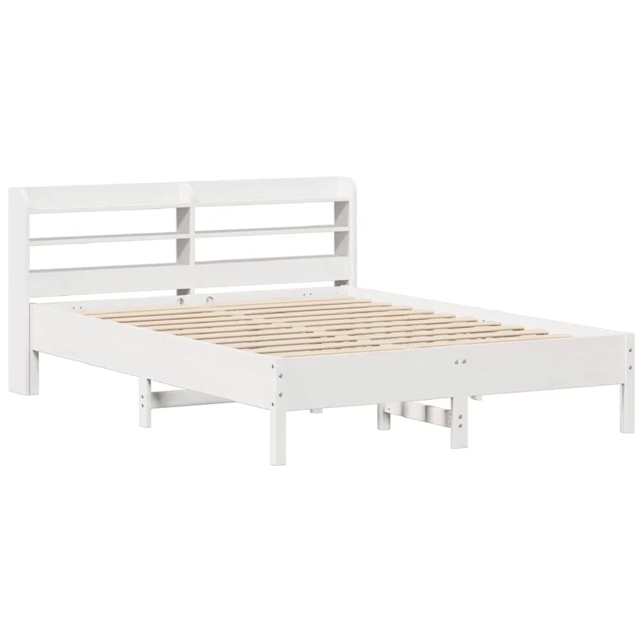 Cadre de lit sans matelas blanc 140x200 cm bois de pin massif - 3
