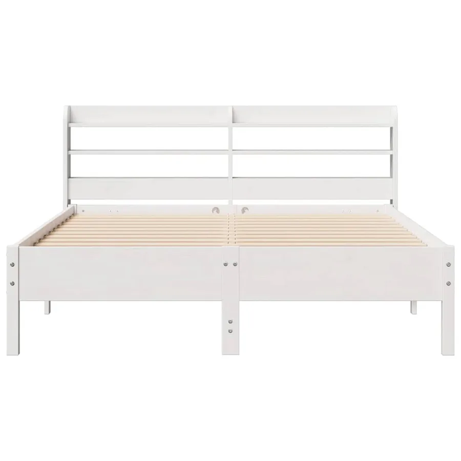 Cadre de lit sans matelas blanc 140x200 cm bois de pin massif - 4