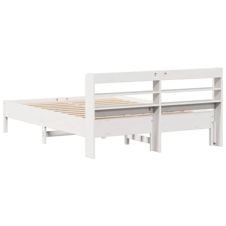 Cadre de lit sans matelas blanc 140x200 cm bois de pin massif - 6