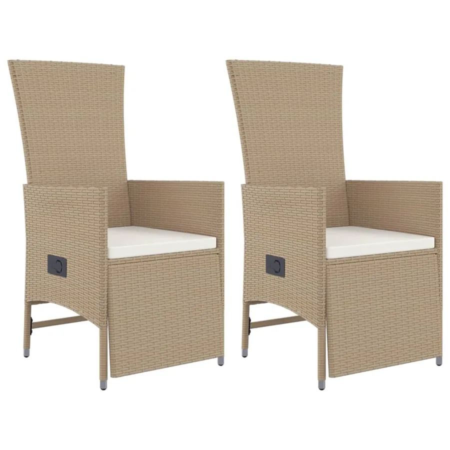 Ensemble à manger de jardin et coussins 3 pcs Beige poly rotin - 4