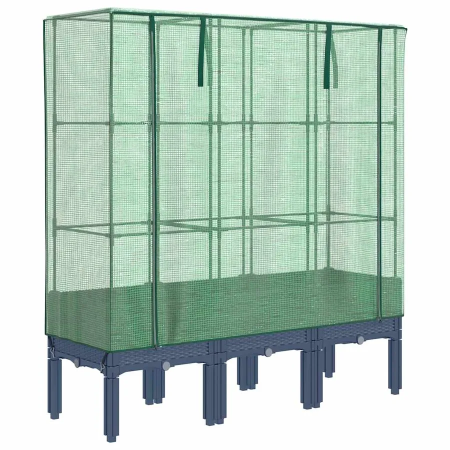 Jardinière surélevée avec housse aspect rotin 120x40x140 cm - 2