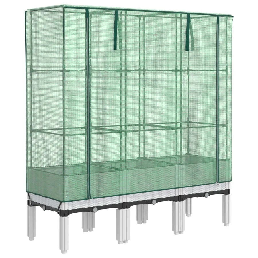 Jardinière surélevée avec housse aspect rotin 120x40x140 cm - 2