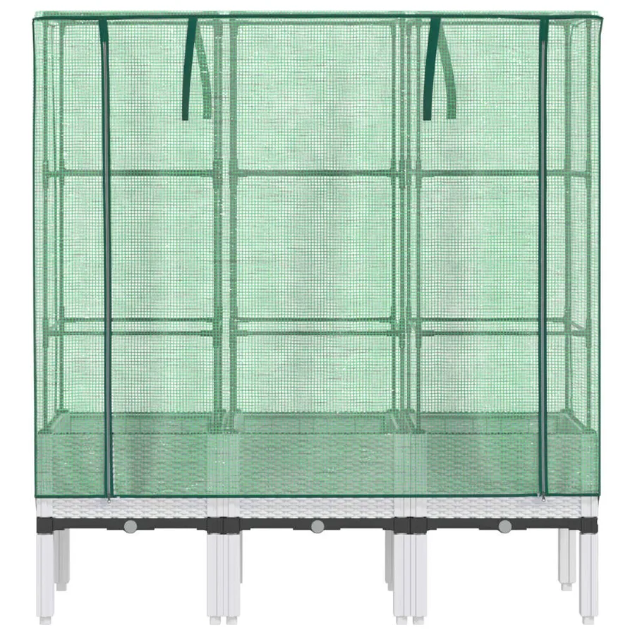 Jardinière surélevée avec housse aspect rotin 120x40x140 cm - 4