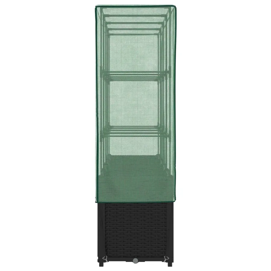 Lit surélevé avec housse de serre aspect rotin 160 x 40 x 153 cm - 5