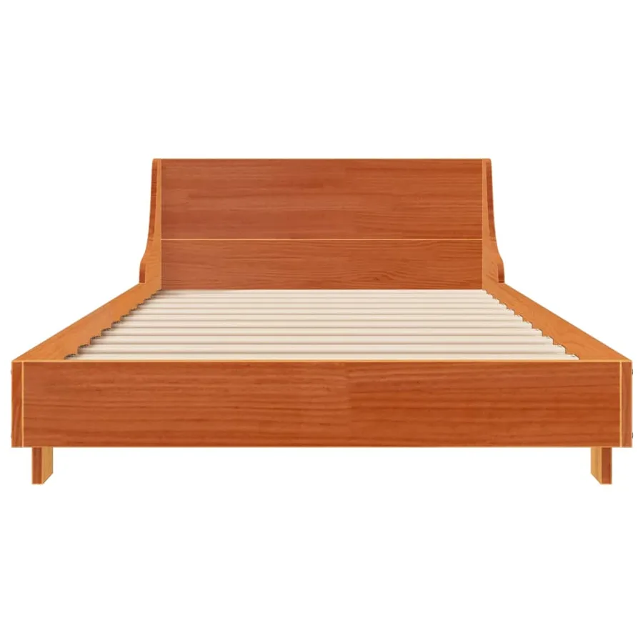 Cadre de lit sans matelas cire marron 75x190 cm bois pin massif - 4