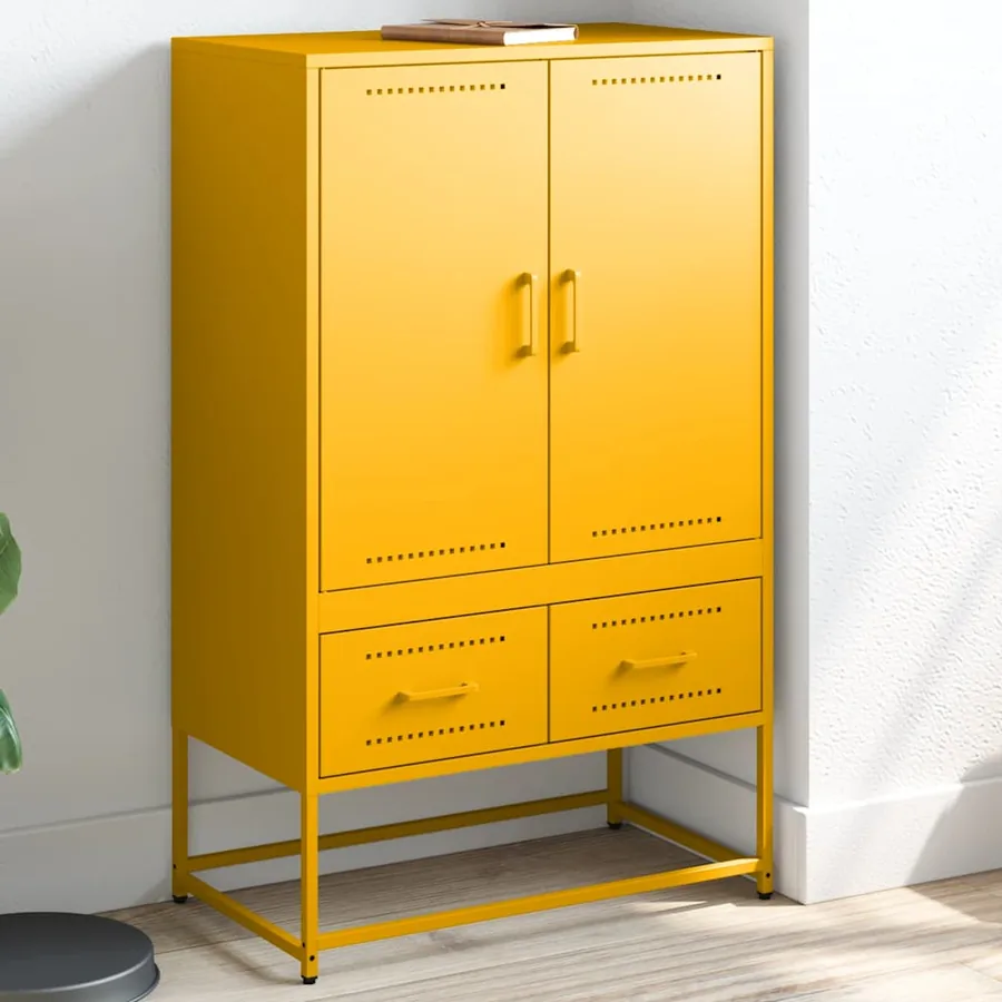 Buffet haut jaune moutarde 68x39x111,5 cm acier