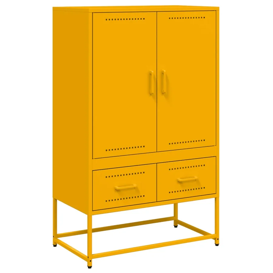 Buffet haut jaune moutarde 68x39x111,5 cm acier - 2