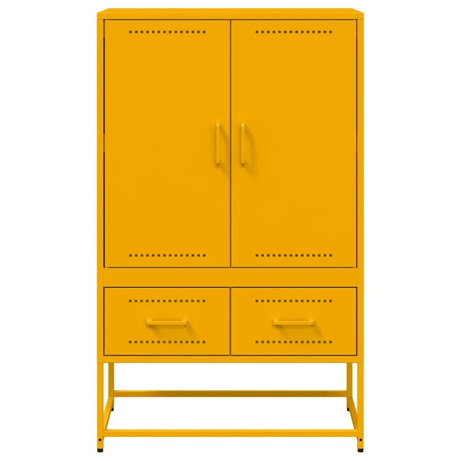 Buffet haut jaune moutarde 68x39x111,5 cm acier - 4