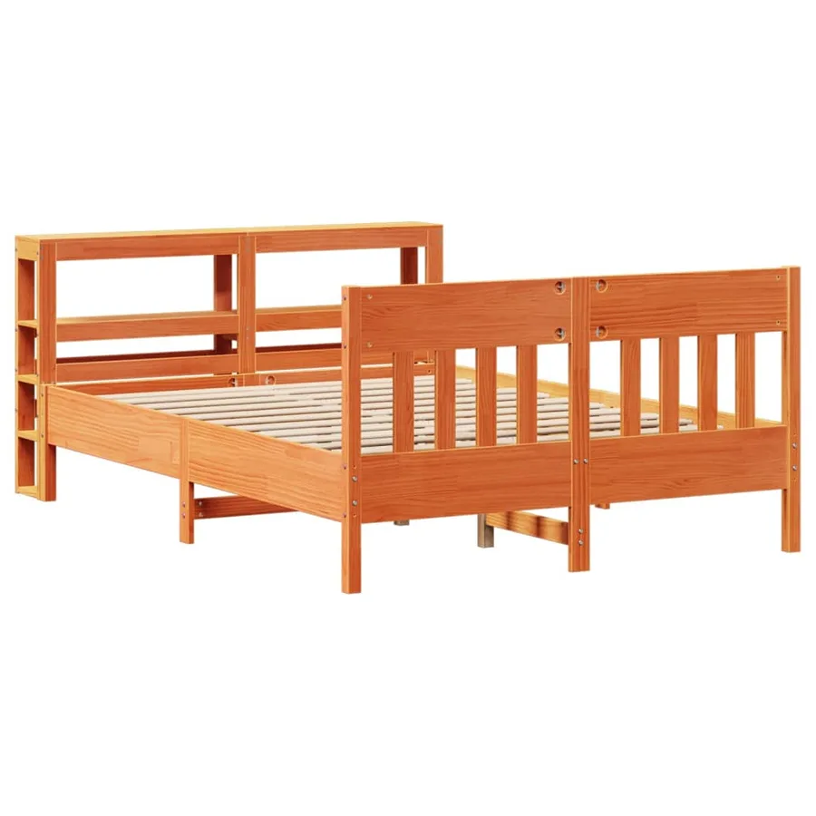 Cadre de lit sans matelas cire marron 120x200cm bois pin massif - 3