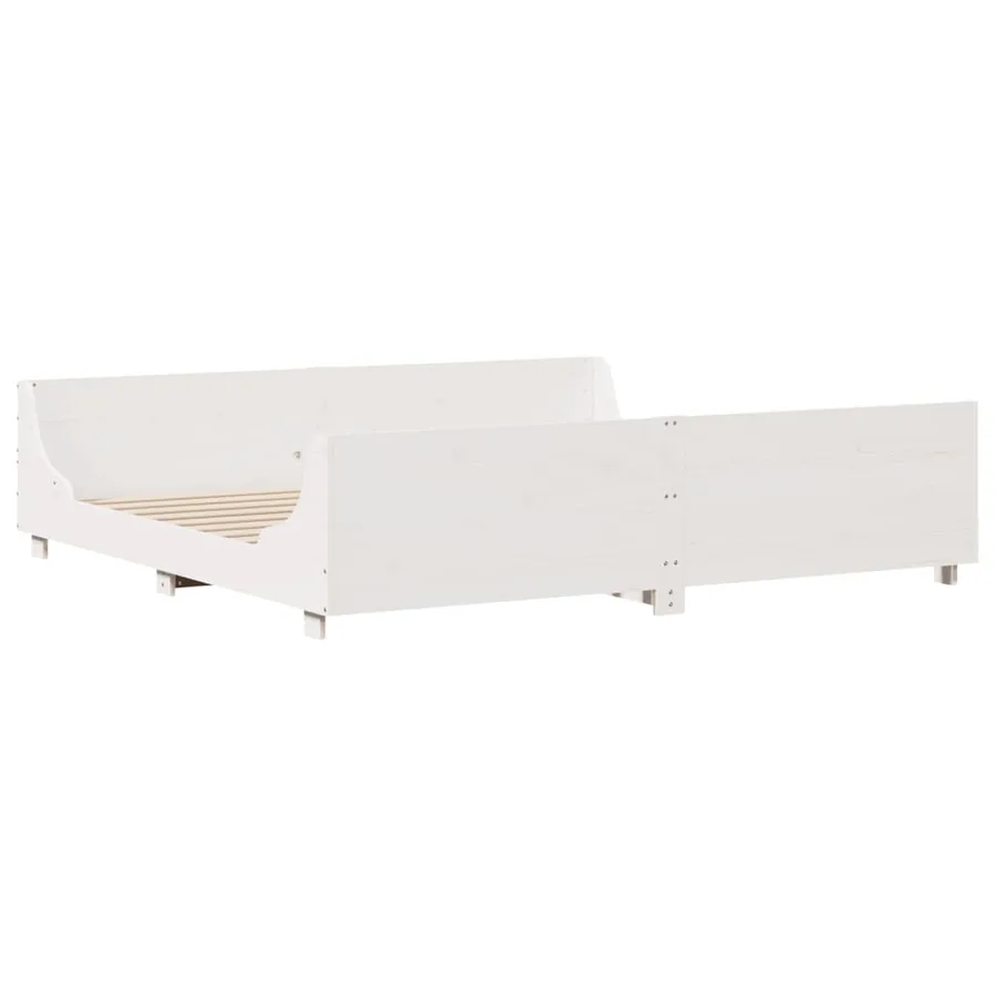 Cadre de lit sans matelas blanc 200x200 cm bois massif de pin - 3