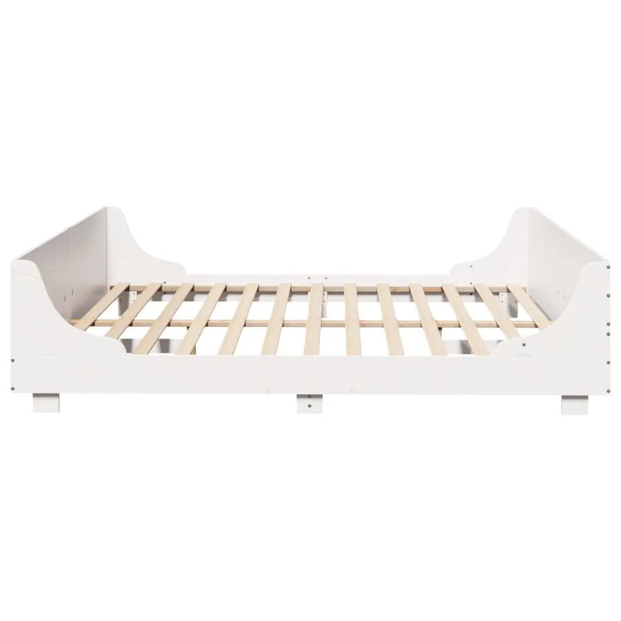Cadre de lit sans matelas blanc 200x200 cm bois massif de pin - 5