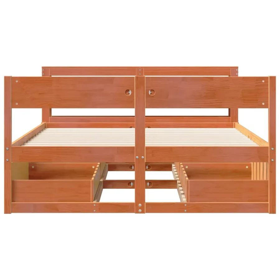 Cadre de lit sans matelas cire marron 120x200cm bois pin massif - 4