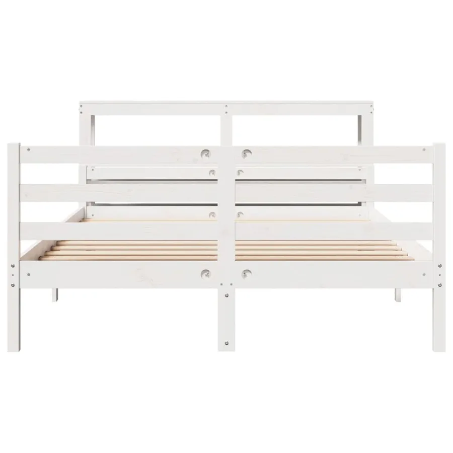 Cadre de lit avec tête de lit sans matelas blanc 150x200 cm - 4