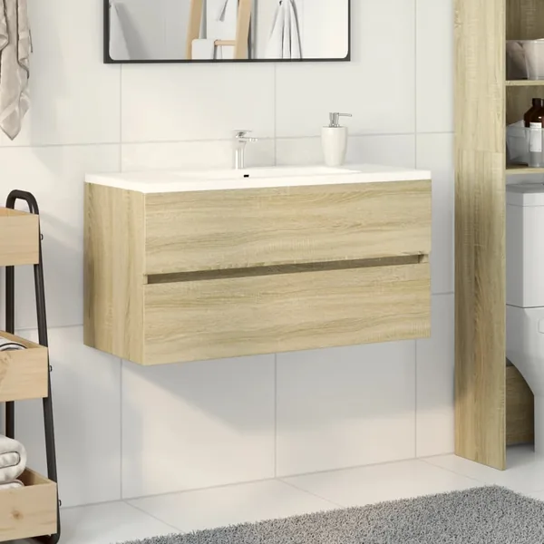 Armoire d'évier Chêne sonoma 90x38,5x45 cm Aggloméré