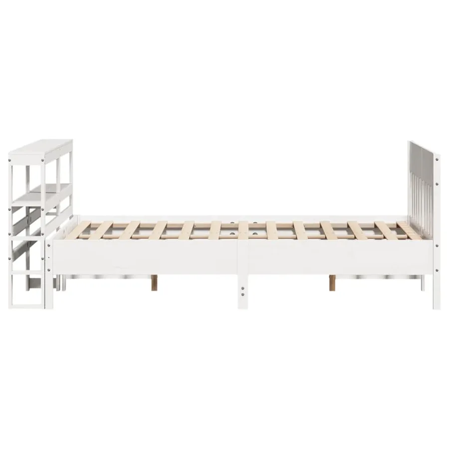 Cadre de lit sans matelas blanc 150x200 cm bois de pin massif - 5