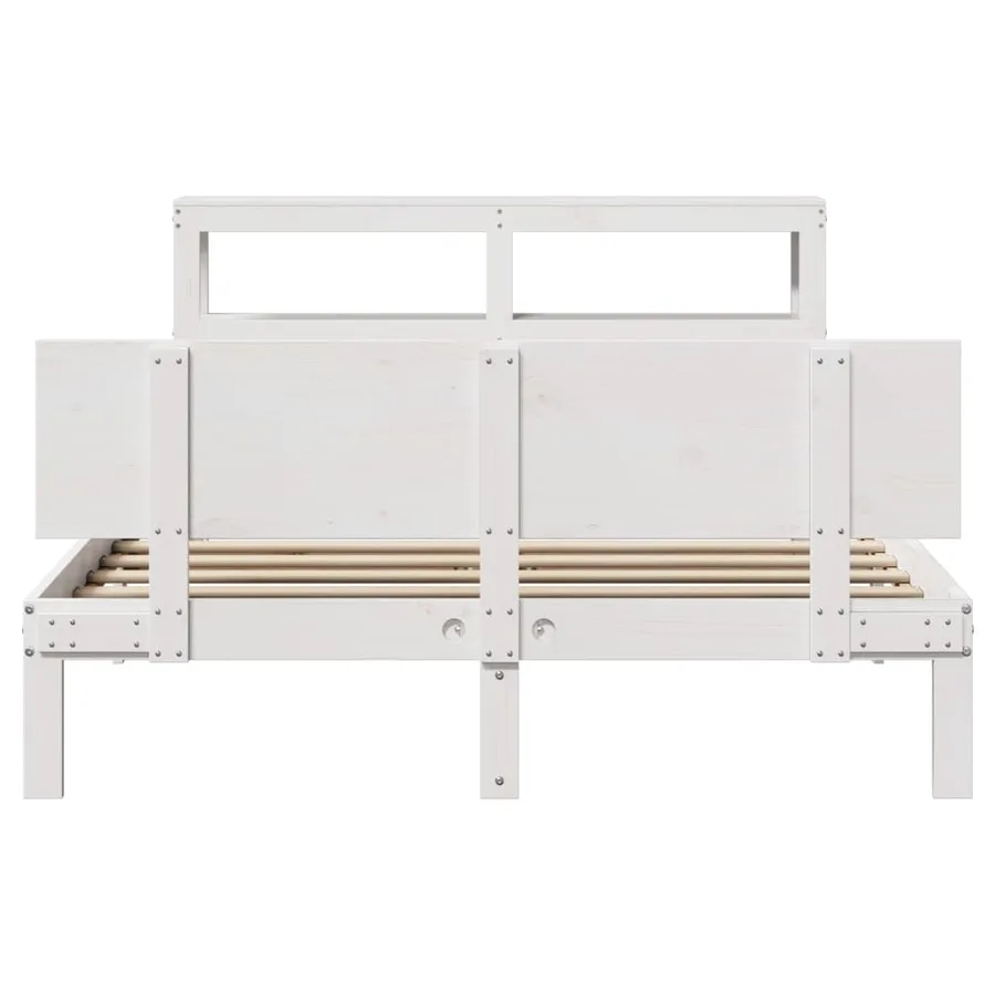 Cadre de lit avec tête de lit sans matelas blanc 150x200 cm - 4