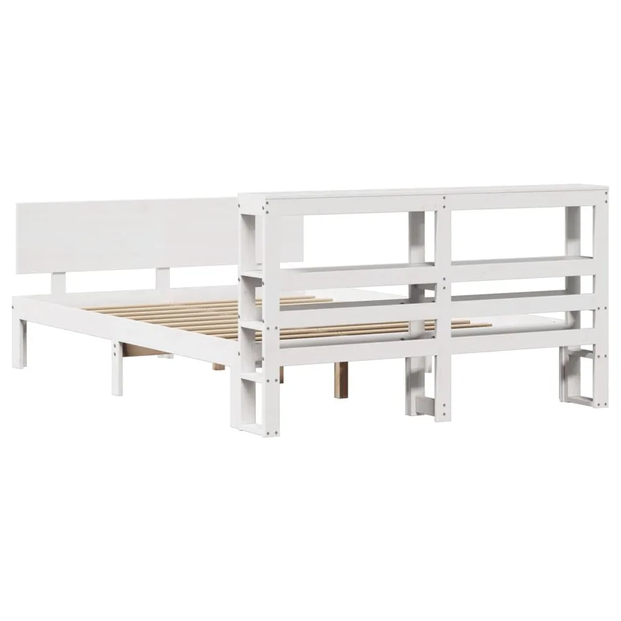 Cadre de lit avec tête de lit sans matelas blanc 150x200 cm - 6