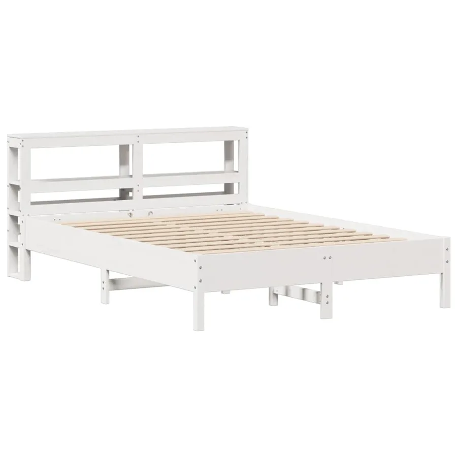 Cadre de lit sans matelas blanc 150x200 cm bois de pin massif - 3