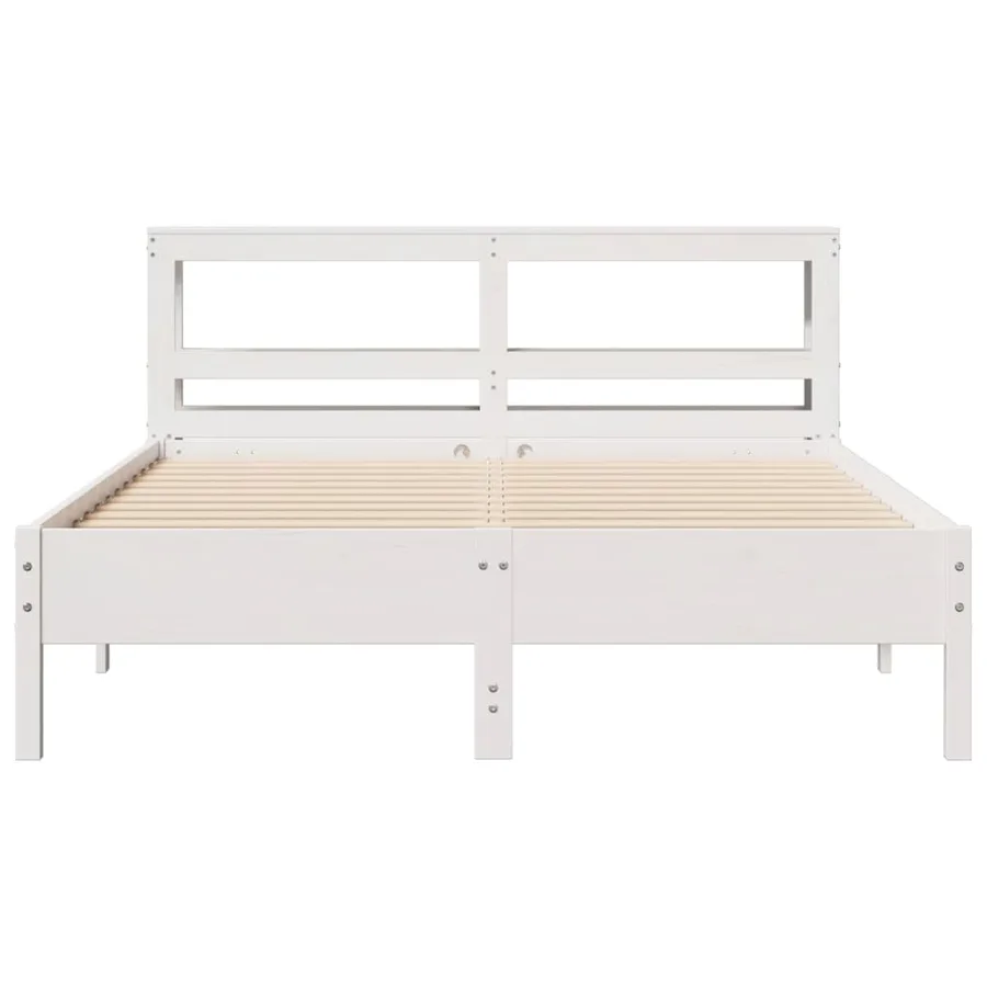 Cadre de lit sans matelas blanc 150x200 cm bois de pin massif - 4