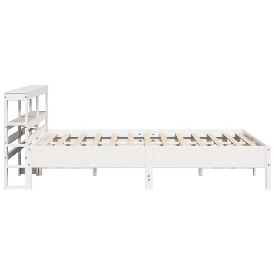Cadre de lit sans matelas blanc 150x200 cm bois de pin massif - 5