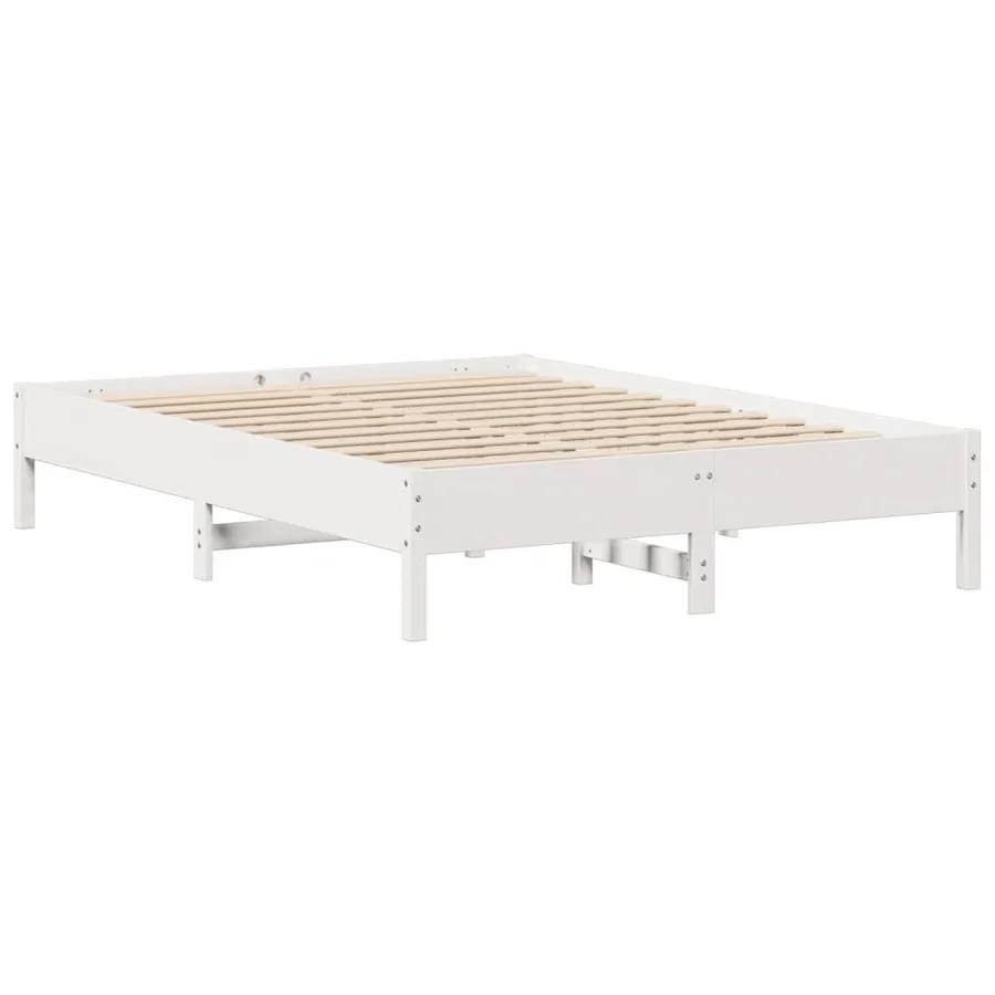 Cadre de lit sans matelas blanc 150x200 cm bois de pin massif - 7