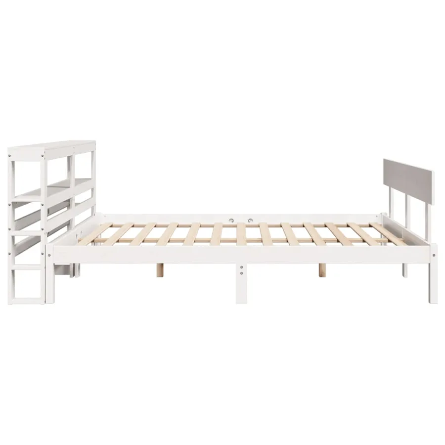 Cadre de lit sans matelas blanc 150x200 cm bois de pin massif - 5