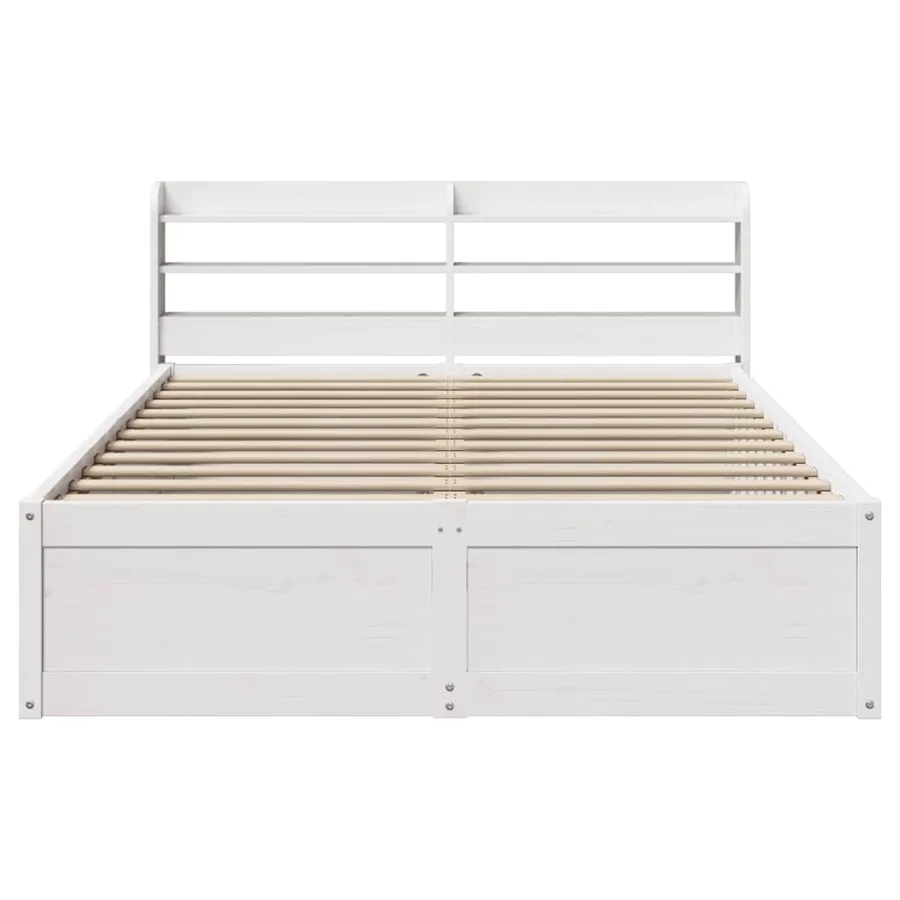 Cadre de lit avec tête de lit blanc 135x190 cm bois pin massif - 4