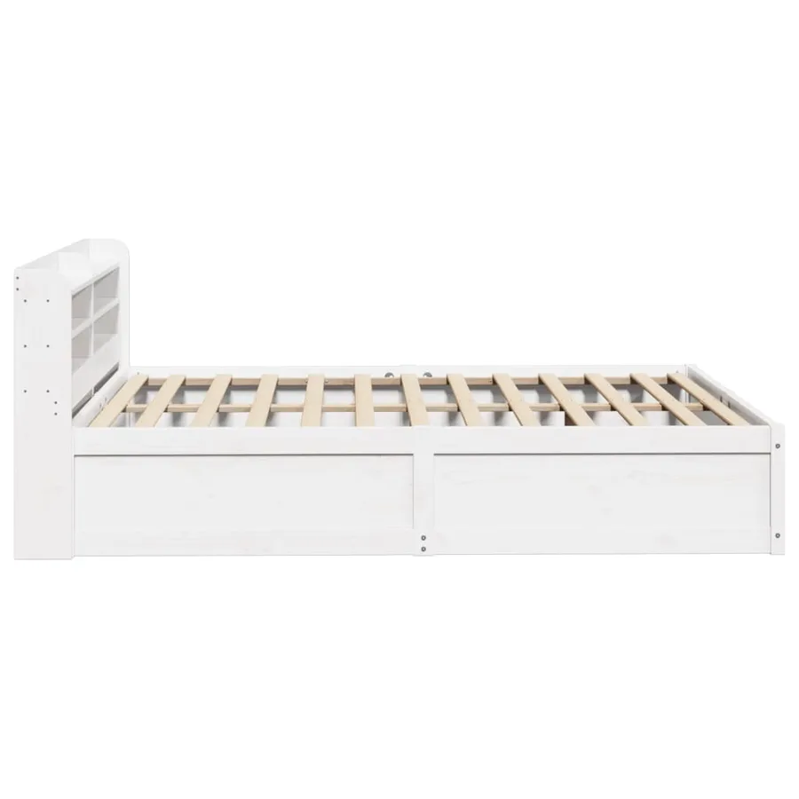 Cadre de lit avec tête de lit blanc 135x190 cm bois pin massif - 7
