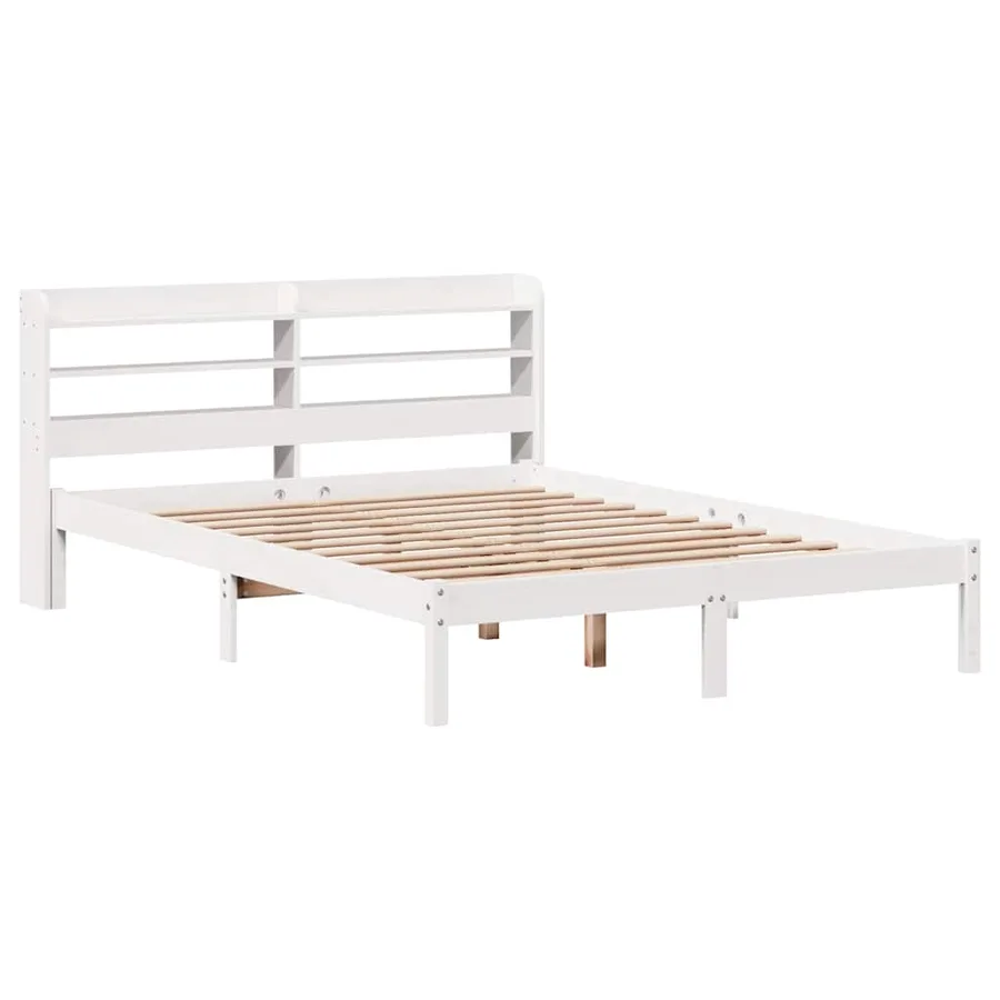 Cadre de lit sans matelas blanc 135x190 cm bois de pin massif - 3