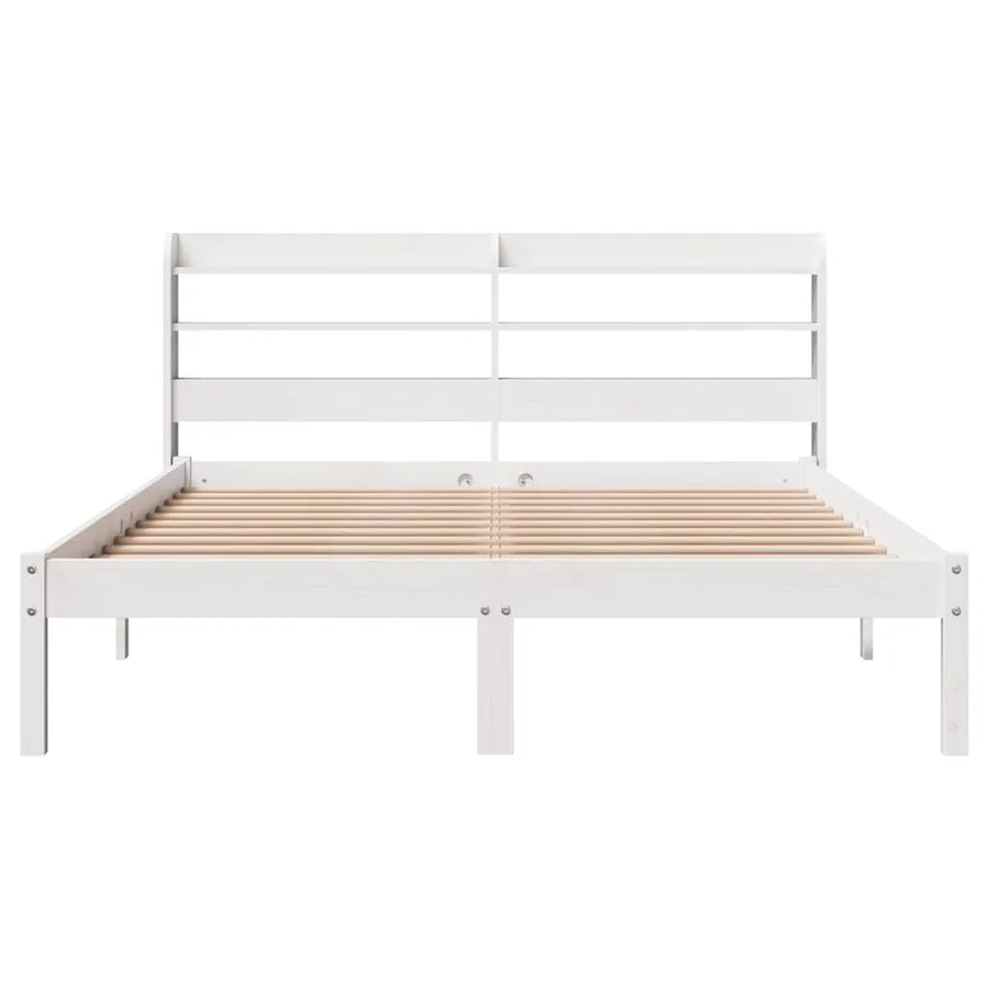 Cadre de lit sans matelas blanc 135x190 cm bois de pin massif - 4