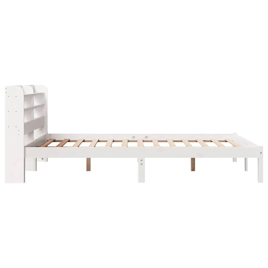 Cadre de lit sans matelas blanc 135x190 cm bois de pin massif - 5
