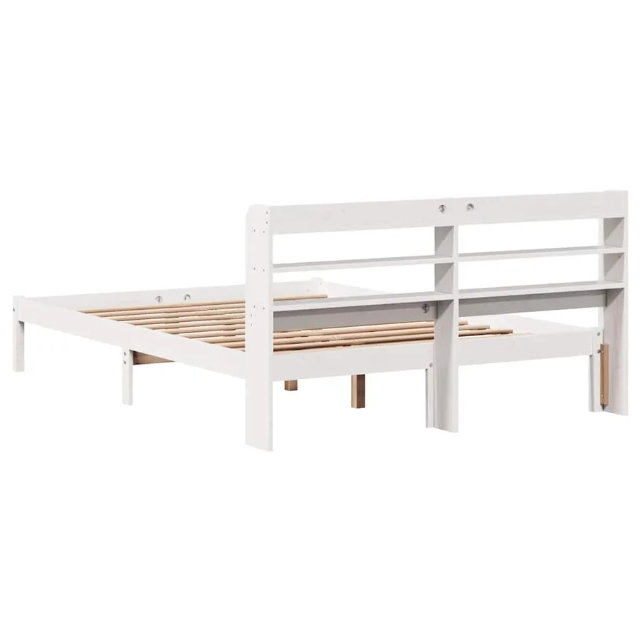 Cadre de lit sans matelas blanc 135x190 cm bois de pin massif - 6