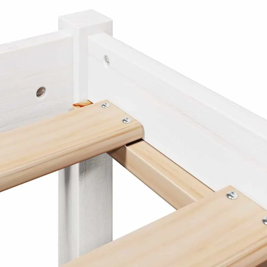 Cadre de lit sans matelas blanc 135x190 cm bois de pin massif - 9