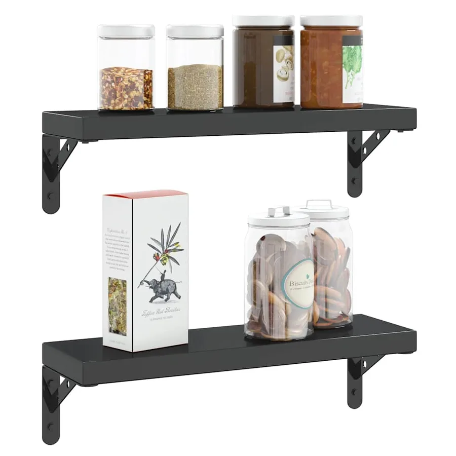 Supports d'étagères 4 pcs 15x2,5x11,5 cm noir acier inoxydable - 5