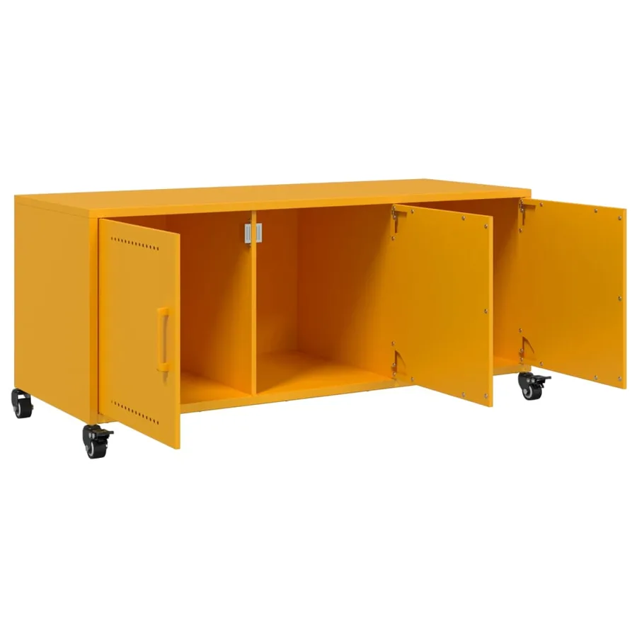 Meuble TV jaune moutarde 100,5x39x43,5 cm acier - 10