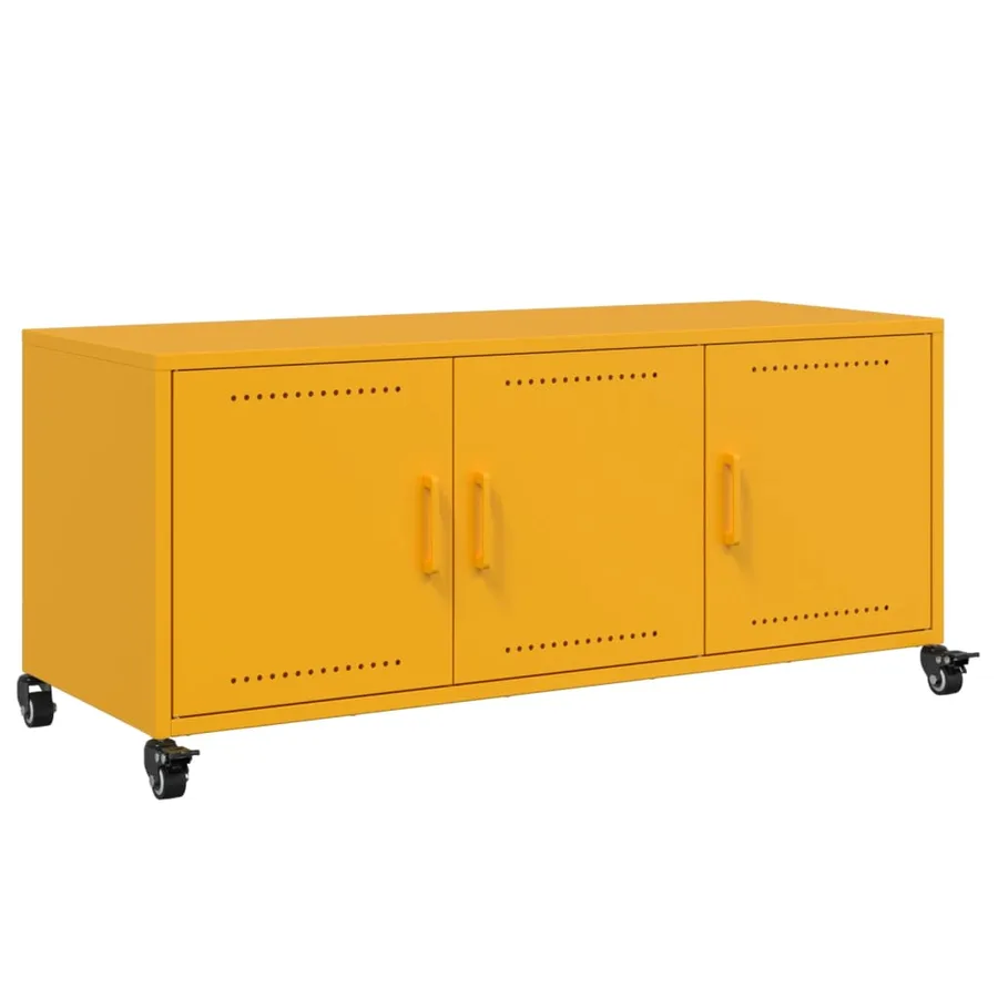 Meuble TV jaune moutarde 100,5x39x43,5 cm acier - 2