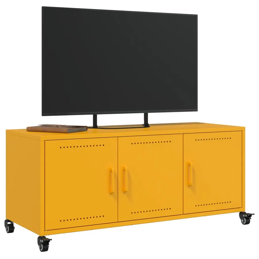 Meuble TV jaune moutarde 100,5x39x43,5 cm acier - 5