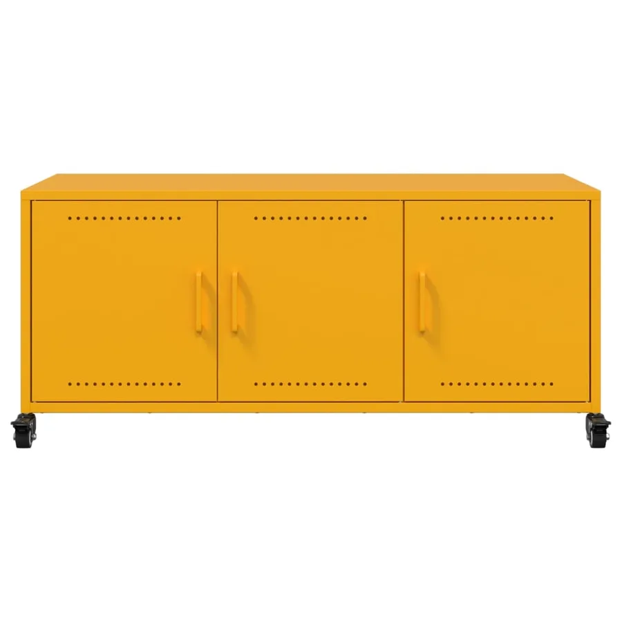 Meuble TV jaune moutarde 100,5x39x43,5 cm acier - 6