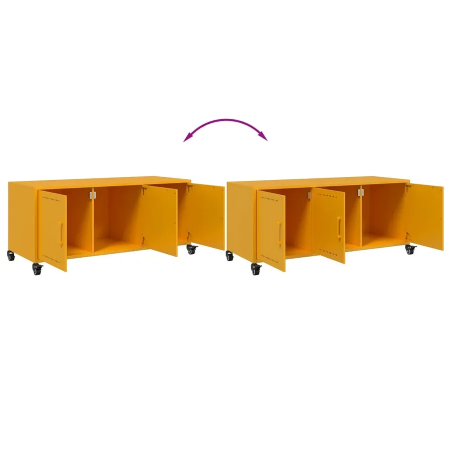 Meuble TV jaune moutarde 100,5x39x43,5 cm acier - 9