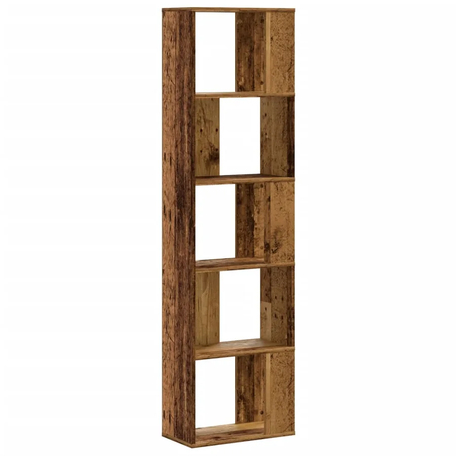 Bibliothèque 5 niveaux vieux bois bois d'ingénierie - 5