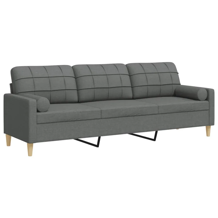 Canapé 3 places avec oreillers gris foncé 210 cm tissu - 2