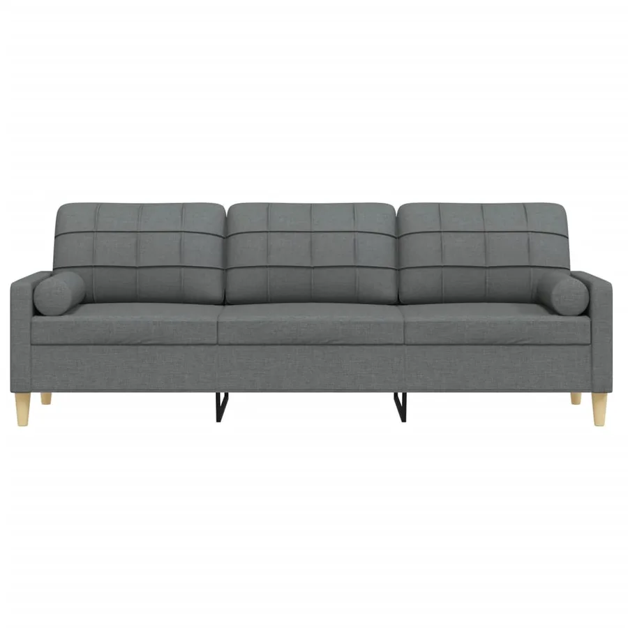 Canapé 3 places avec oreillers gris foncé 210 cm tissu - 3