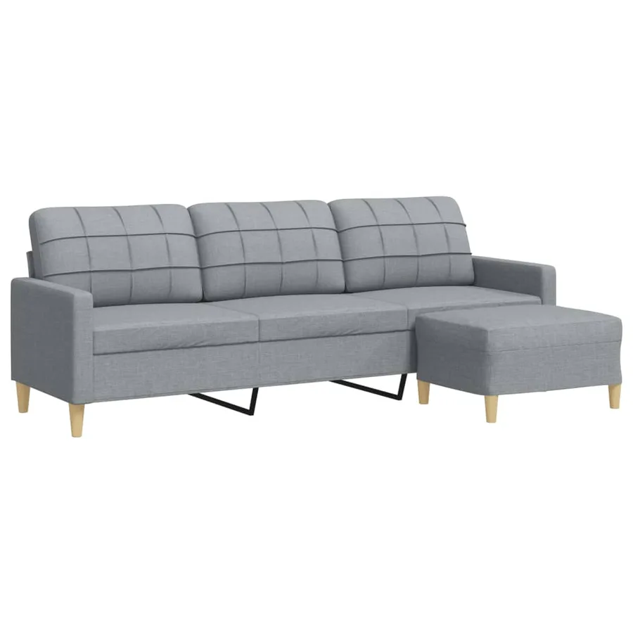 Canapé à 3 places avec repose-pieds Gris clair 210 cm Tissu - 2