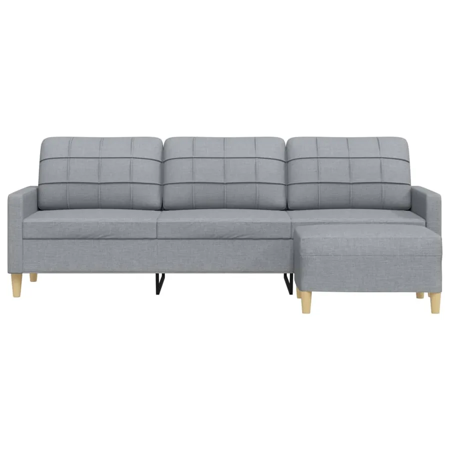 Canapé à 3 places avec repose-pieds Gris clair 210 cm Tissu - 3
