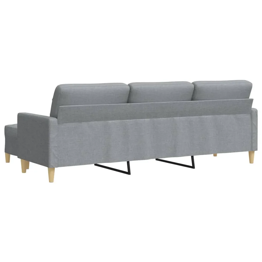 Canapé à 3 places avec repose-pieds Gris clair 210 cm Tissu - 5