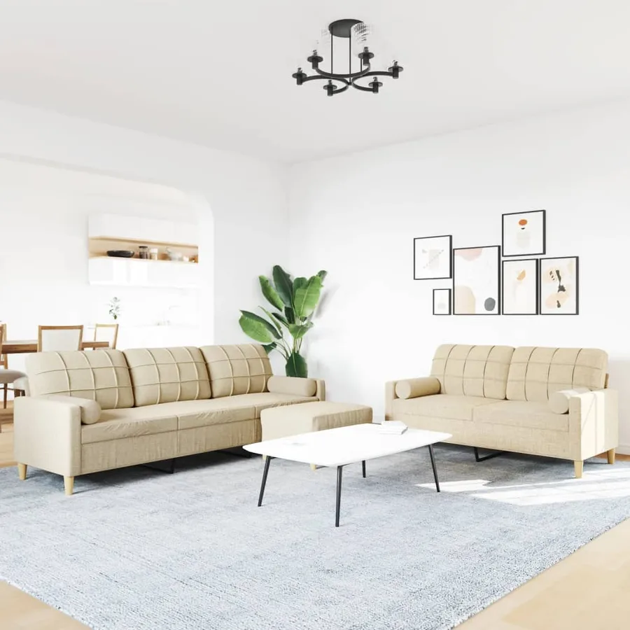 Ensemble de canapés 3 pcs repose-pied et coussins décoratifs - 3