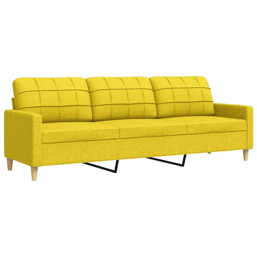 Canapé à 3 places Jaune clair 210 cm Tissu - 2