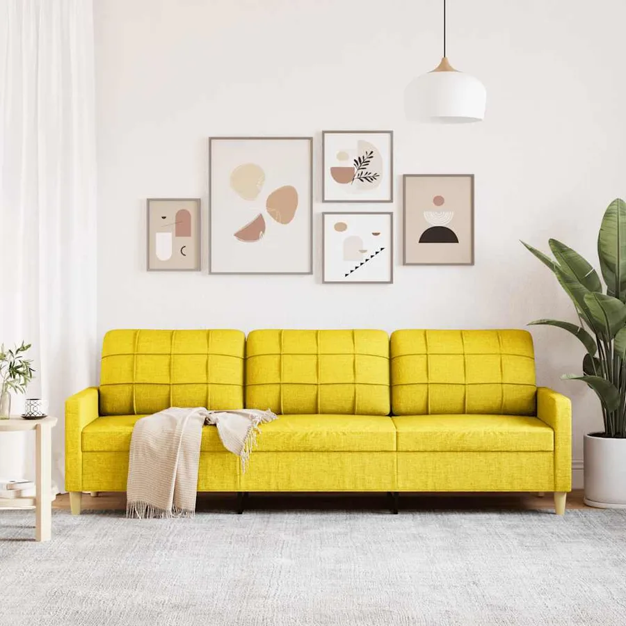 Canapé à 3 places Jaune clair 210 cm Tissu - 3