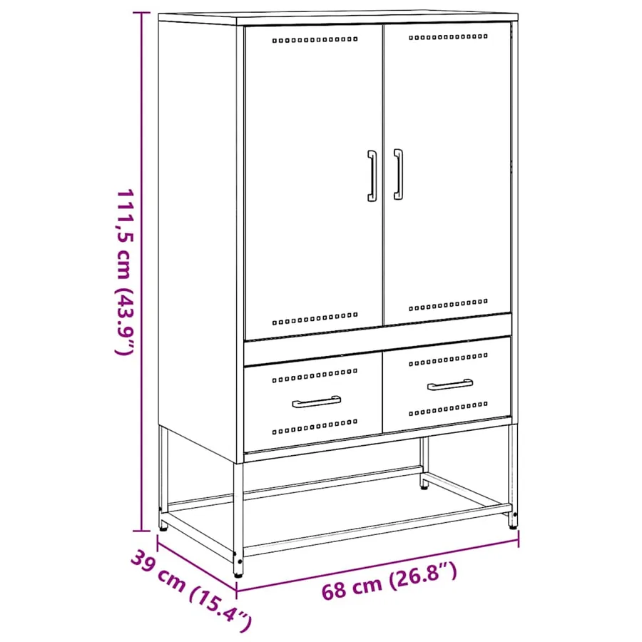 Buffet haut blanc 68x39x111,5 cm acier - 11